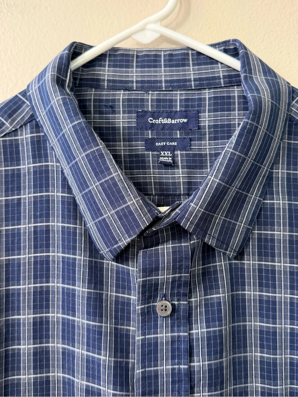 croft & barrow Navy and Grey Plaid Button-Down Shirt, Sz XXL